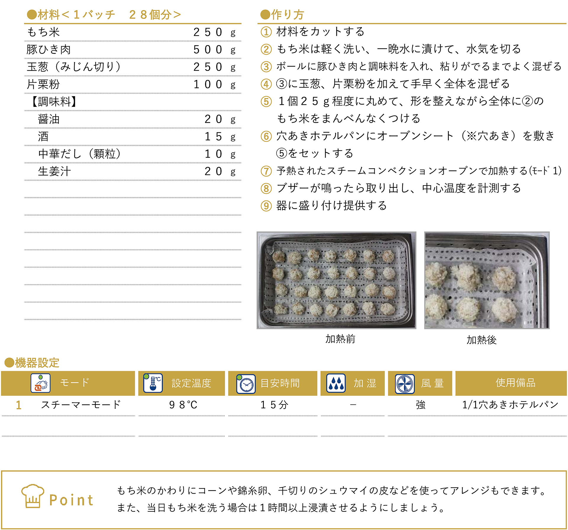 肉団子のもち米蒸しのレシピ