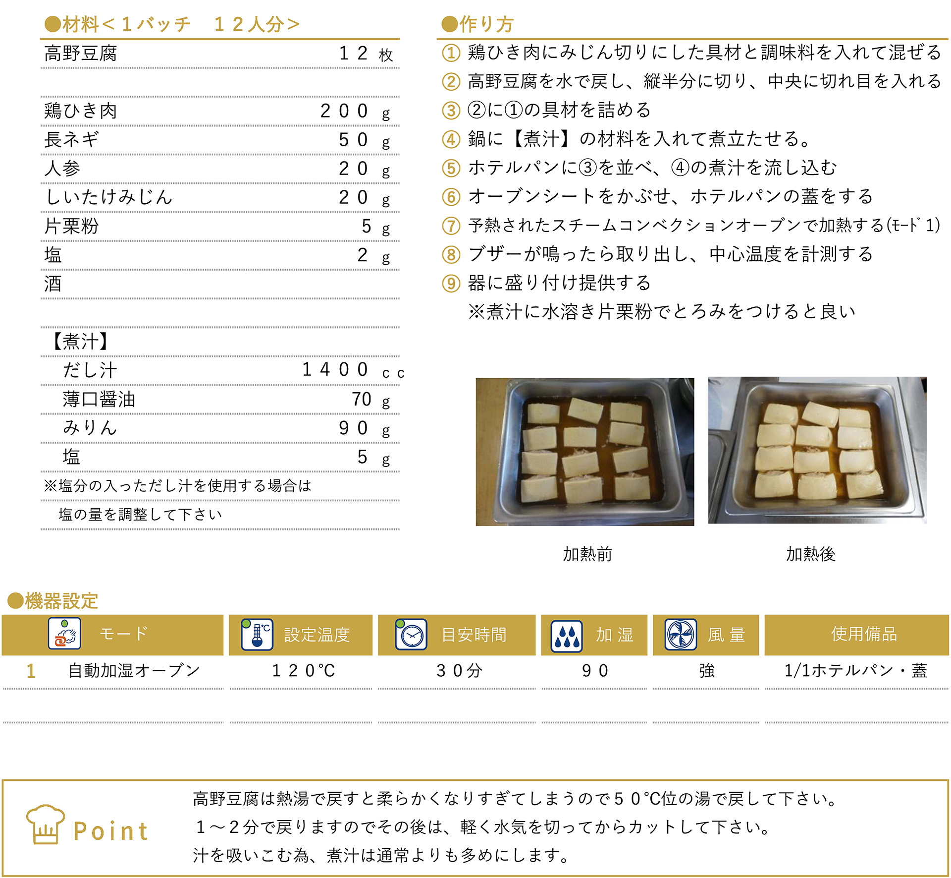 高野豆腐のはさみ煮のレシピ