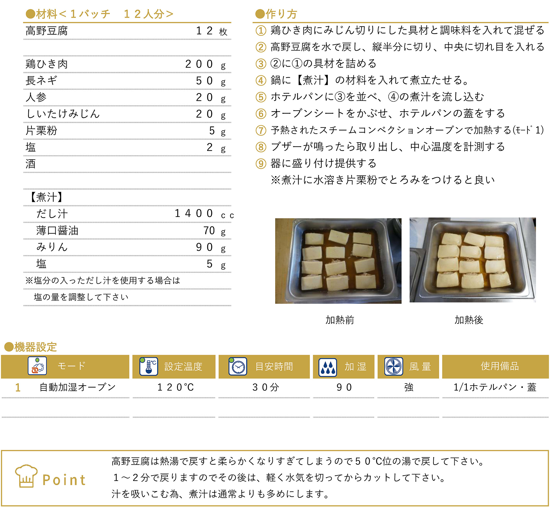 高野豆腐のはさみ煮のレシピ