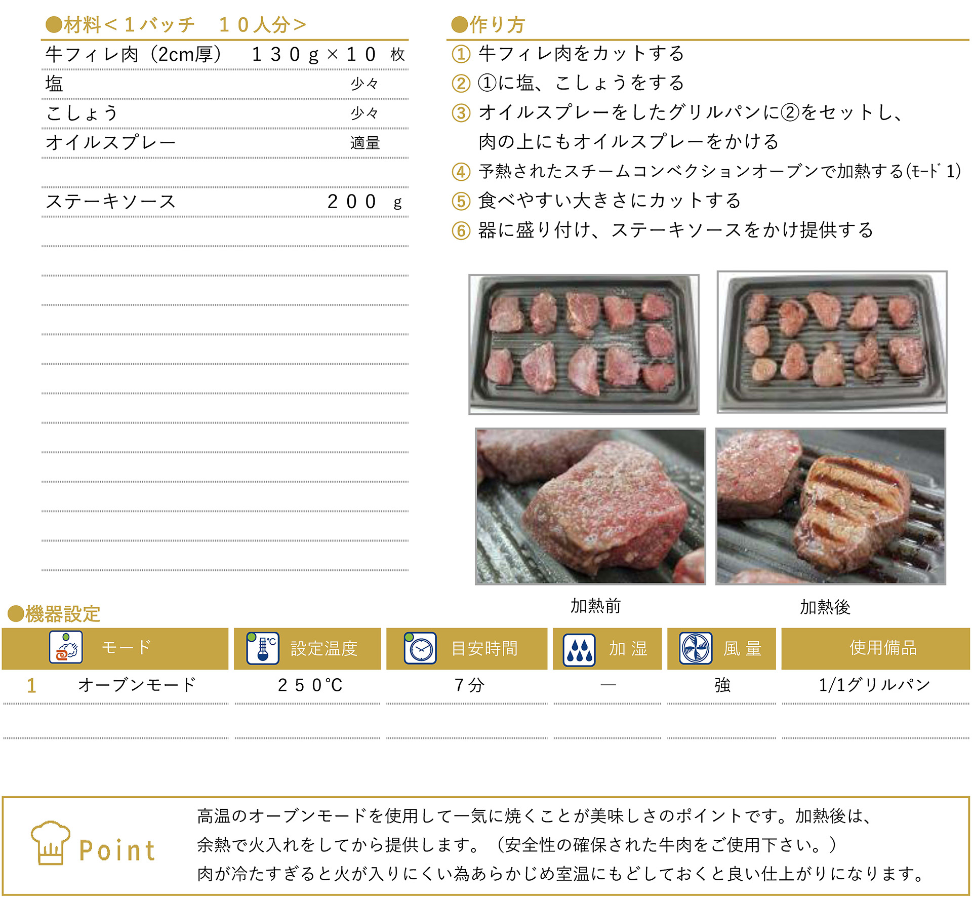 牛肉のステーキのレシピ