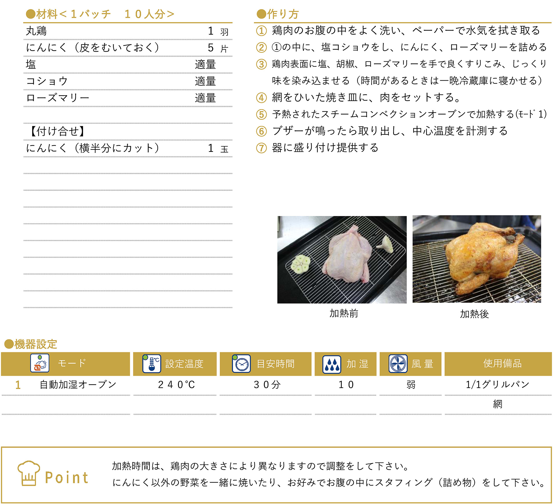 ローストチキン（丸鶏）のレシピ