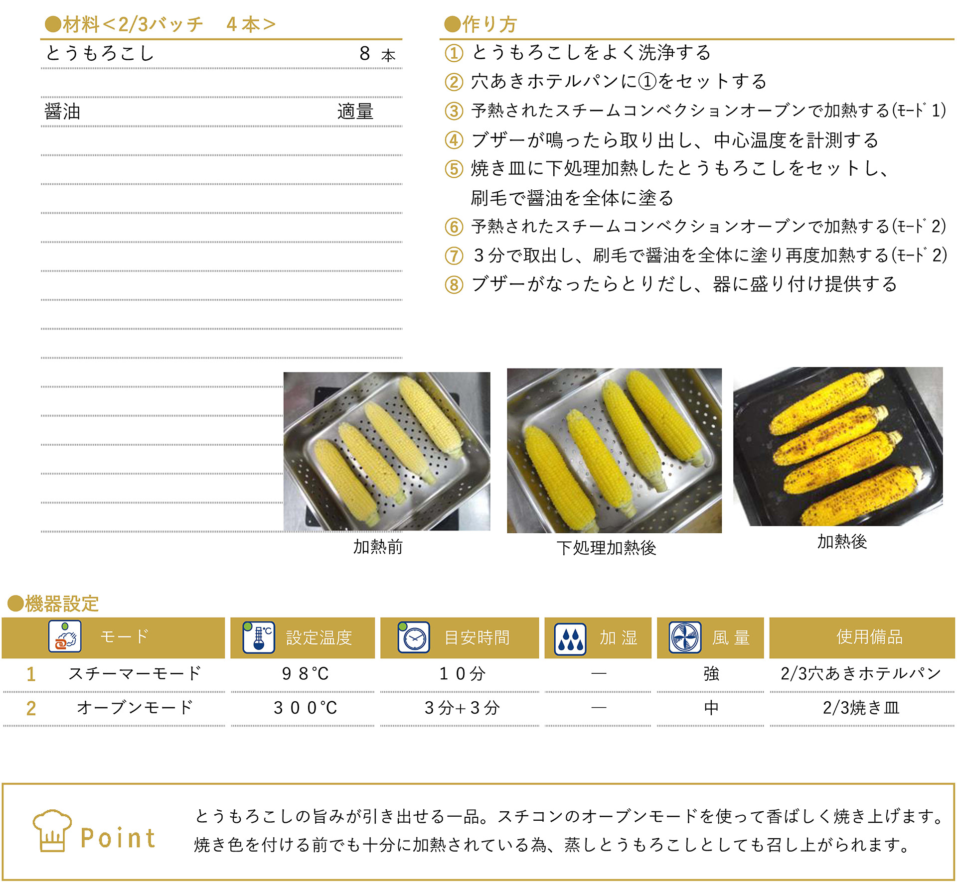 焼きとうもろこしのレシピ