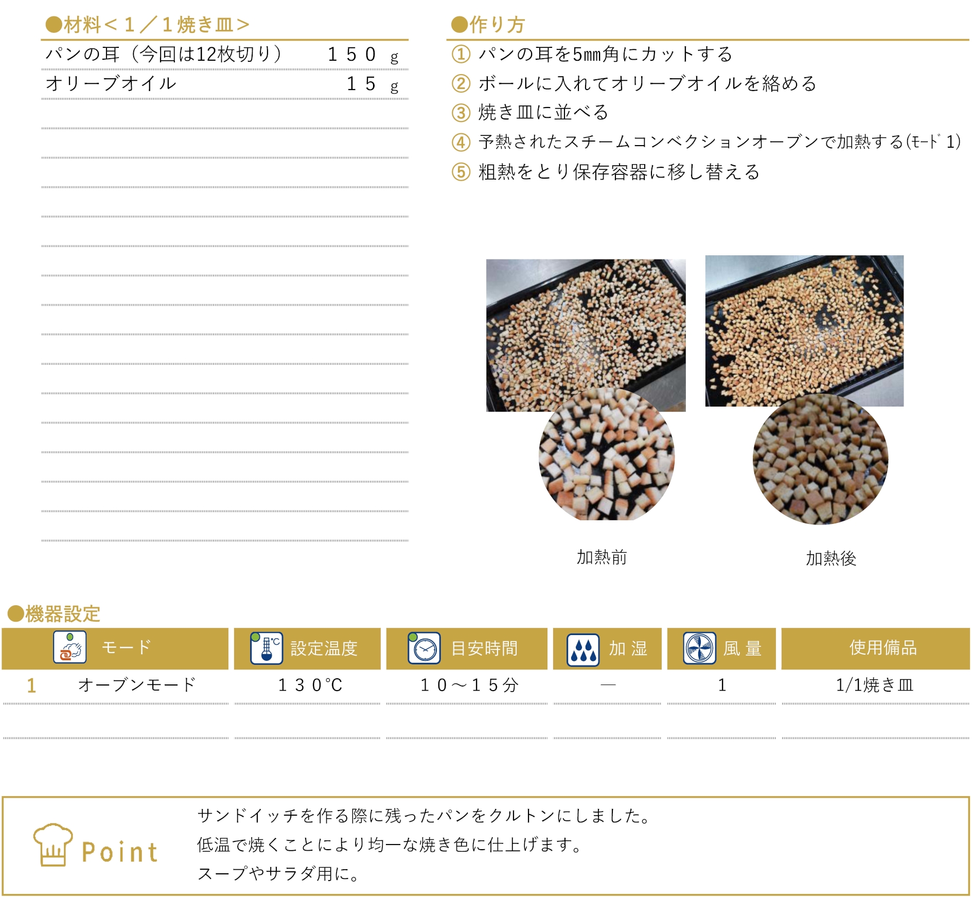 余ったパンの耳でつくる クルトンのレシピ