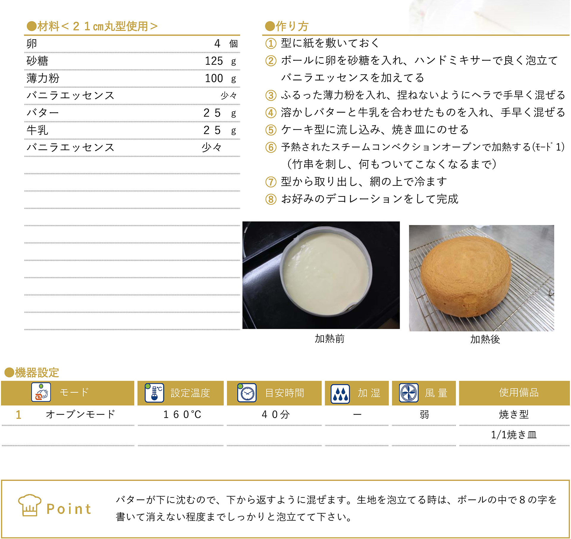 基本のスポンジのレシピ