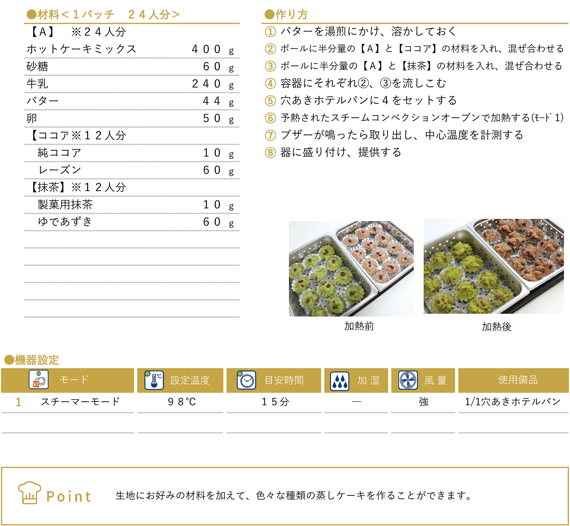 ２色蒸しケーキのレシピ