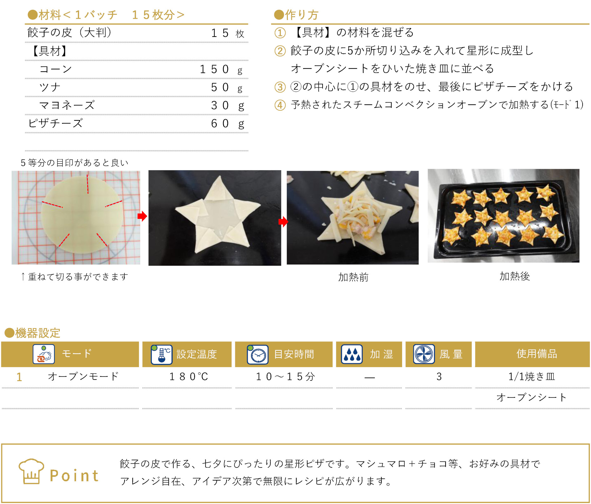 ぎょうざの皮で星形ピザのレシピ