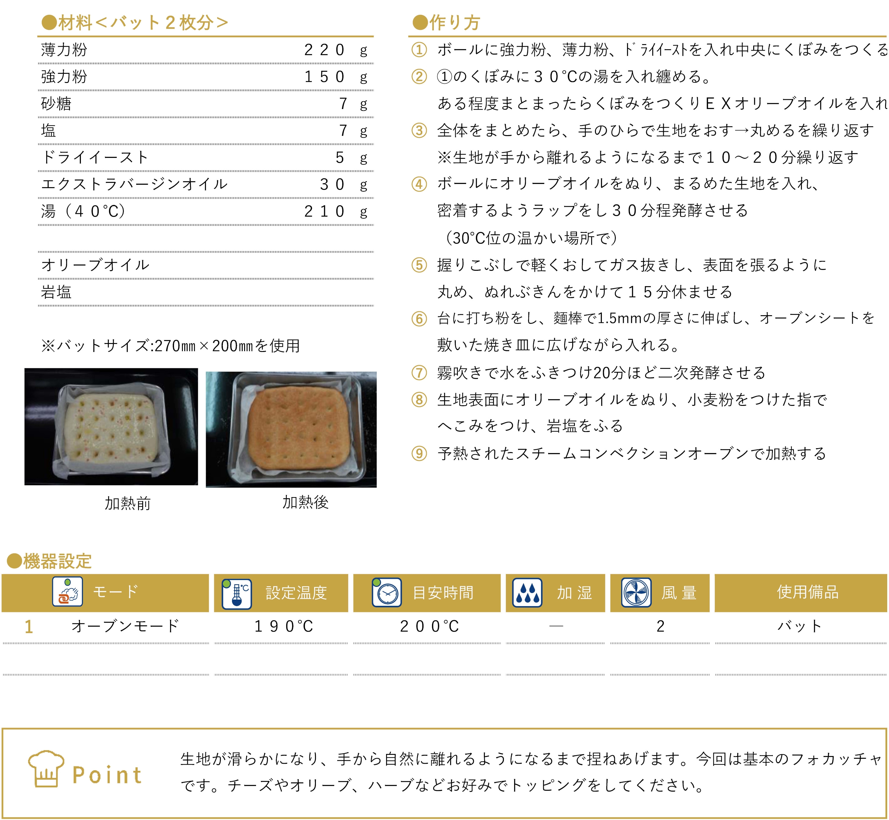 基本のフォカッチャのレシピ