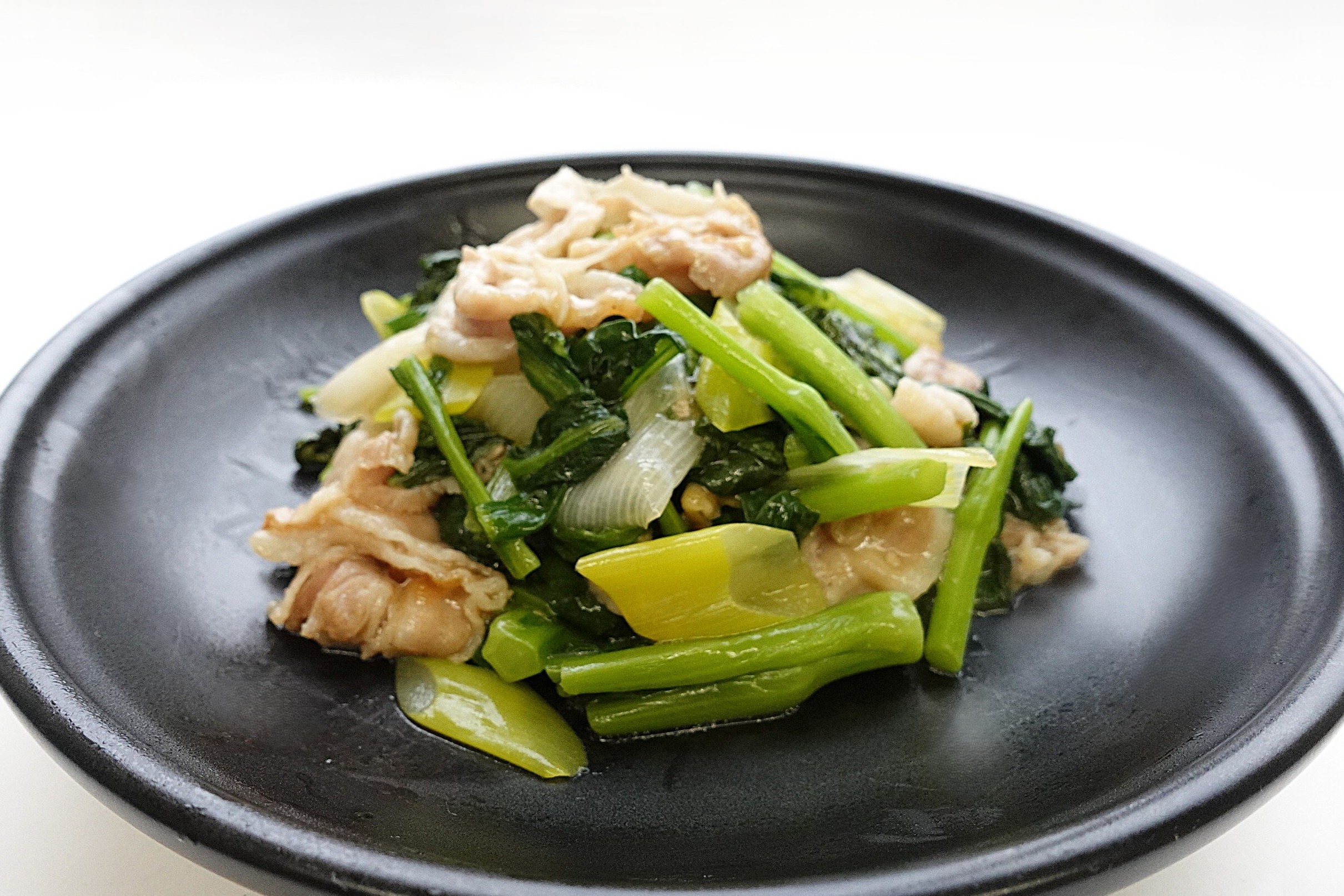 小松菜と豚肉のオイスター炒めの画像